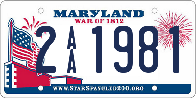 MD license plate 2AA1981