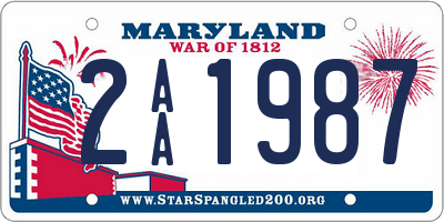 MD license plate 2AA1987