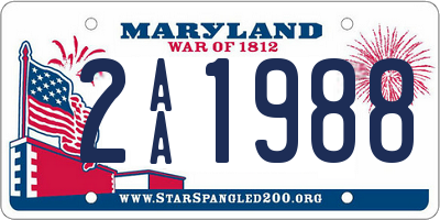 MD license plate 2AA1988