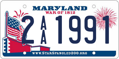 MD license plate 2AA1991