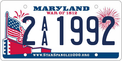 MD license plate 2AA1992