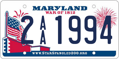 MD license plate 2AA1994