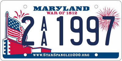 MD license plate 2AA1997