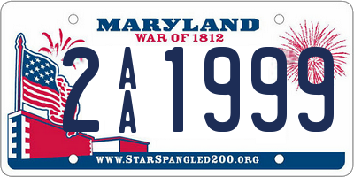 MD license plate 2AA1999