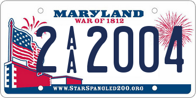 MD license plate 2AA2004