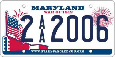 MD license plate 2AA2006