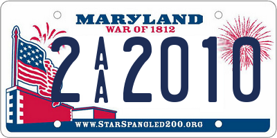 MD license plate 2AA2010