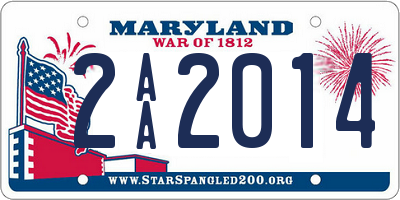 MD license plate 2AA2014