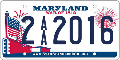 MD license plate 2AA2016