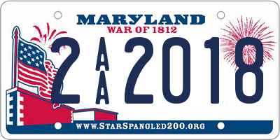 MD license plate 2AA2018