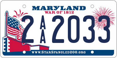MD license plate 2AA2033