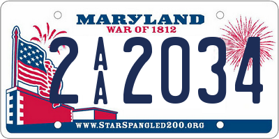 MD license plate 2AA2034