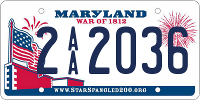 MD license plate 2AA2036