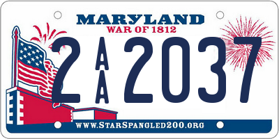 MD license plate 2AA2037