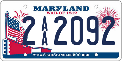 MD license plate 2AA2092