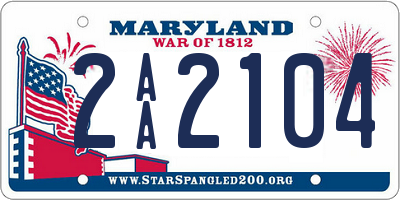 MD license plate 2AA2104