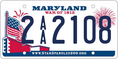 MD license plate 2AA2108