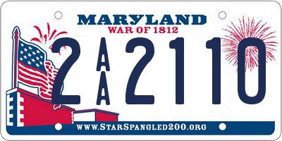 MD license plate 2AA2110