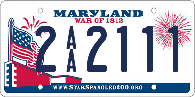 MD license plate 2AA2111