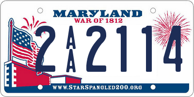 MD license plate 2AA2114