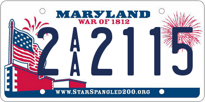 MD license plate 2AA2115