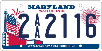 MD license plate 2AA2116