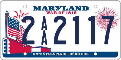 MD license plate 2AA2117