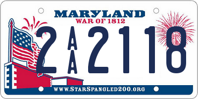 MD license plate 2AA2118