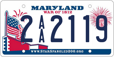 MD license plate 2AA2119