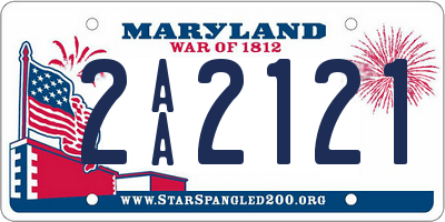 MD license plate 2AA2121