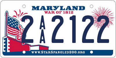 MD license plate 2AA2122