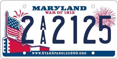 MD license plate 2AA2125