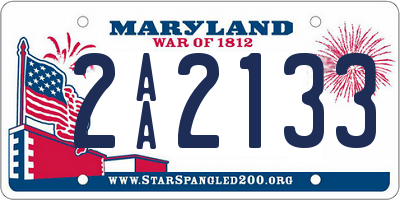 MD license plate 2AA2133