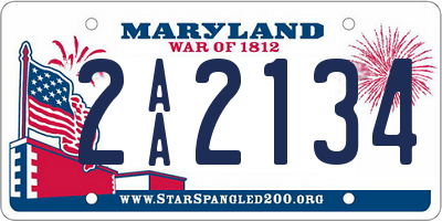 MD license plate 2AA2134