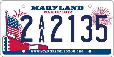 MD license plate 2AA2135