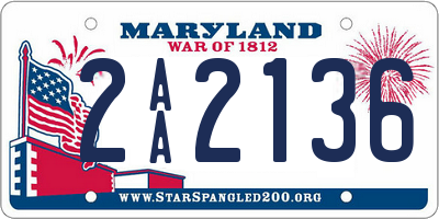 MD license plate 2AA2136