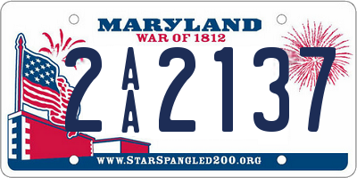 MD license plate 2AA2137