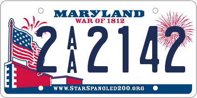 MD license plate 2AA2142