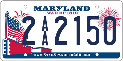MD license plate 2AA2150