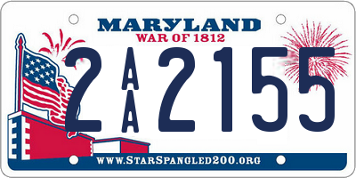 MD license plate 2AA2155