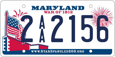 MD license plate 2AA2156
