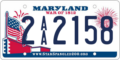 MD license plate 2AA2158