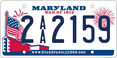 MD license plate 2AA2159