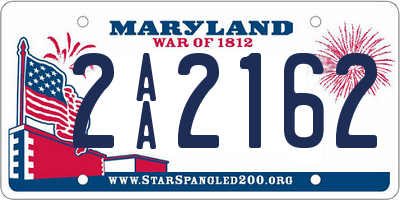 MD license plate 2AA2162