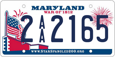 MD license plate 2AA2165