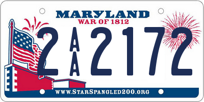 MD license plate 2AA2172