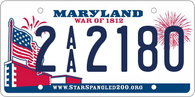 MD license plate 2AA2180