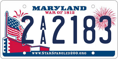 MD license plate 2AA2183