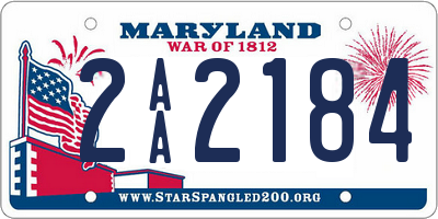 MD license plate 2AA2184