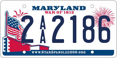 MD license plate 2AA2186